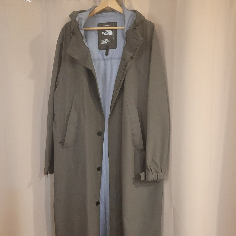 North Face Full Length Rain Jacket- dark green, XL Women's, L Men